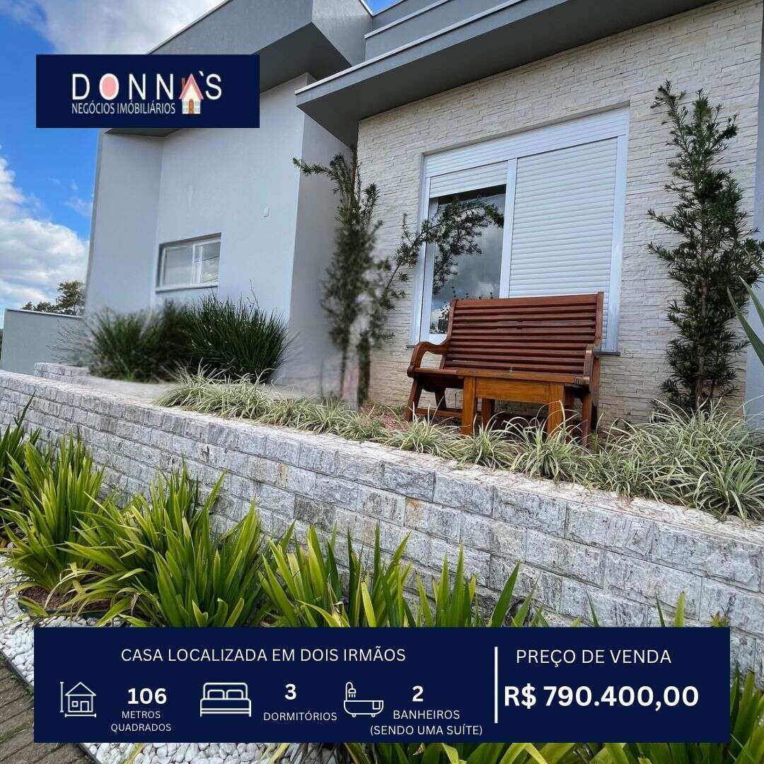 Casa à venda em Dois Irmãos, com 3 quartos, 106m²