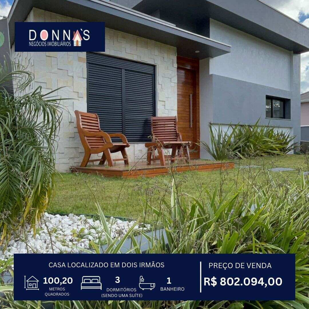 Casa à venda em Dois Irmãos, com 3 quartos, 100,20m²