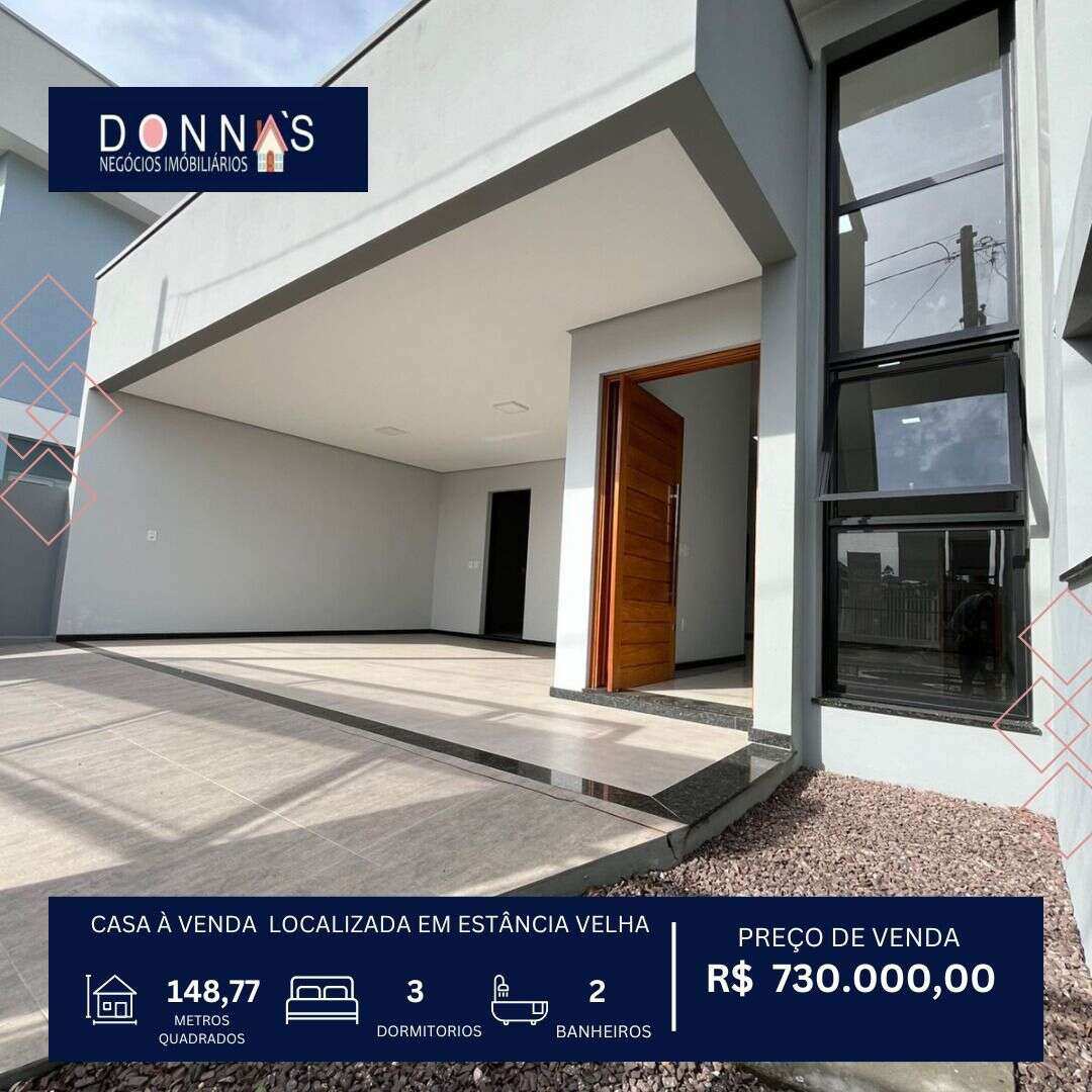 Casa à venda em Estância Velha, Bela Vista, com 3 quartos, 148,77m²
