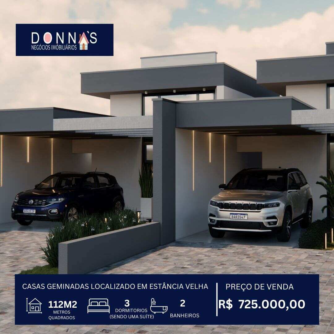 Casa geminada à venda em Estância Velha, Centro, com 3 quartos, 112m²